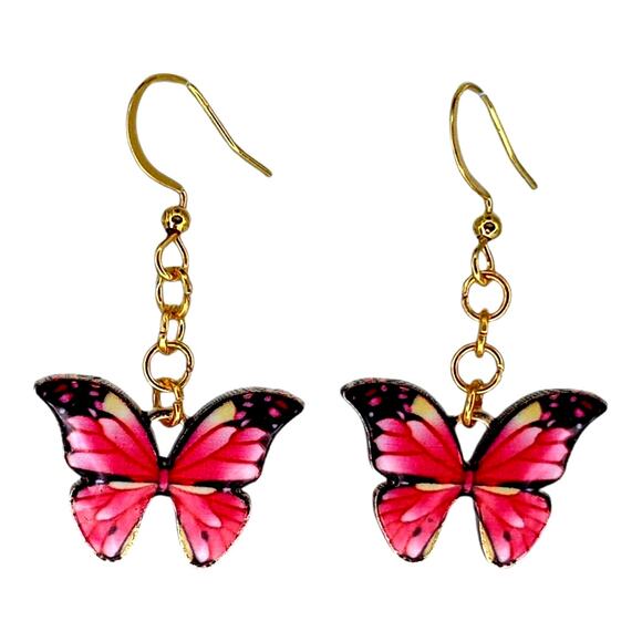 Whimsical Butterfly Dangle Earrings – Spring Summer Jewelry - Picture 1 of 4
